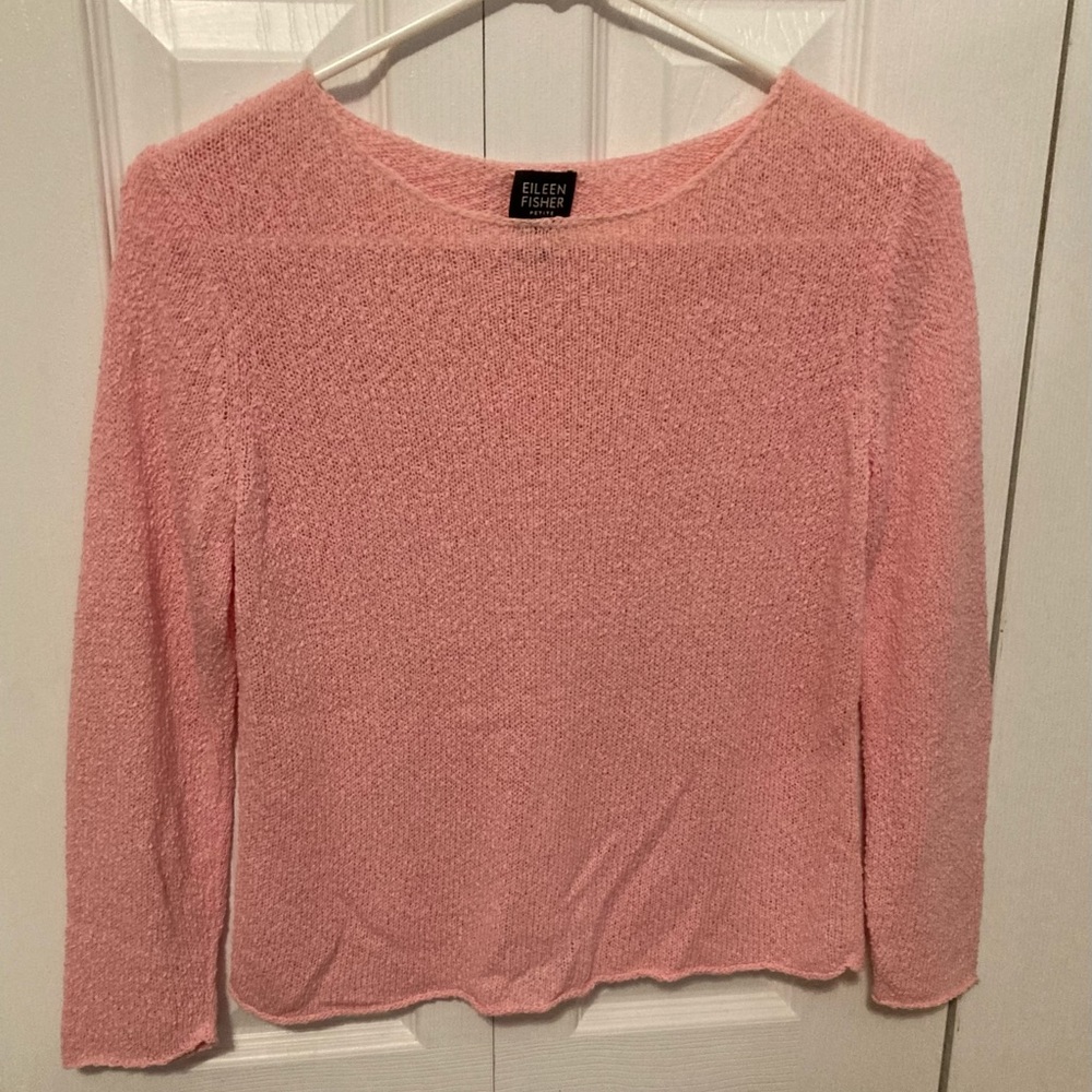 Eileen Fisher pale pink lightweight rolled-edge sweater, ECU